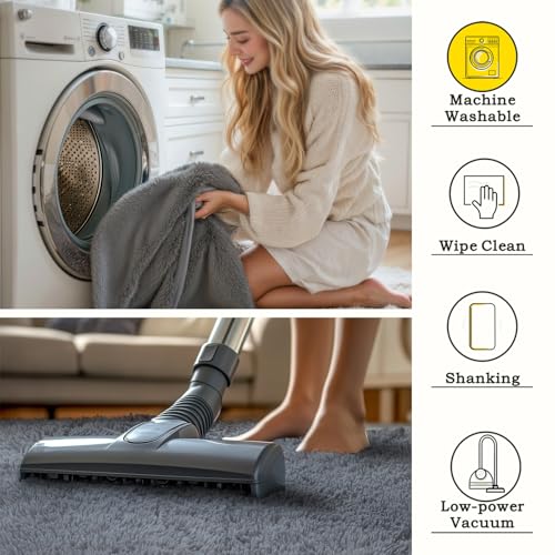 51jp jwkxl.jpg Modern Fluffy Shag Rugs for Living Room Non Slip Teens Dorm Light Grey Floor Carpets(5 x 8) Fluffy Grey Shaggy Rugs fo