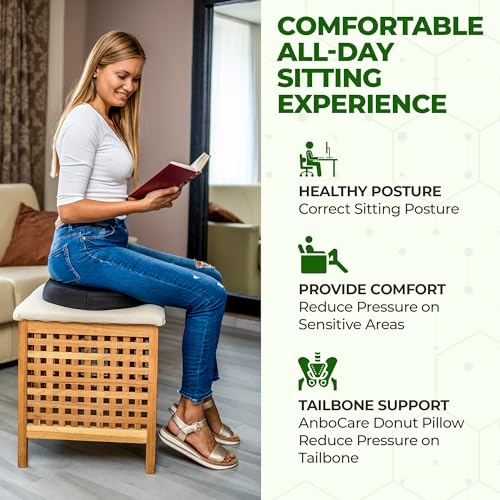 51jnggdxddl.jpg Orthopedic Memory Foam Donut Gel Sitting Pillow for Tailbone Pain, Hemorrhoid, and Postpartum Relief | Donut Gel Sittin