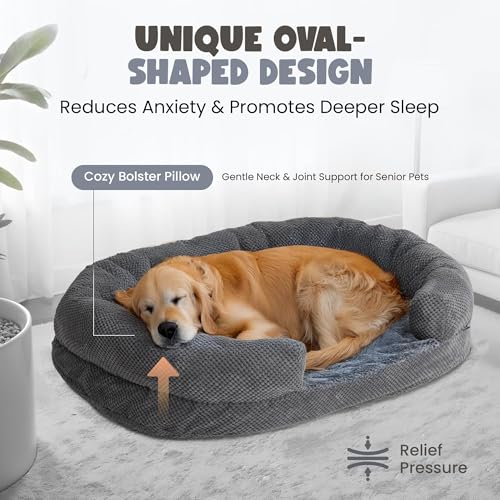 51jypv0upnl 1.jpg Large Dog Orthopedic Bed for Comfort and Support, Washable and Calming Sleep Cushion for Pets, Durable Anti-Slip Base