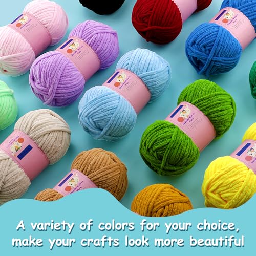 51luzmyy08l.jpg Chunky Chenille Yarn for Crocheting and Knitting - Soft Plush Sky Blue Bulky Yarn for Blankets/Amigurumi/Craft/Hats/Shoe