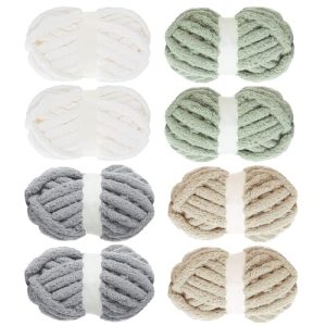 MABOZOO Soft Plush Yarn for Hand or Arm Knitting, Bulk 8 Pack | Fluffy Jumbo Chenille Yarn for Crocheting, Soft & Fu