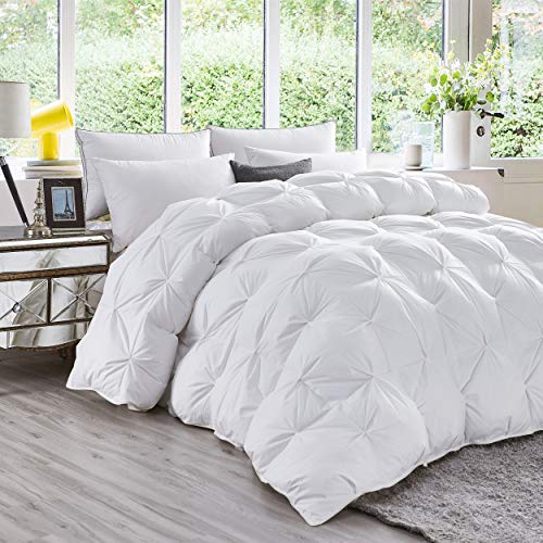 51lmmzvkll.jpg Luxurious All-Season Goose Down Feather Fiber Comforter for Twin Bed, Exquisite Pinch Pleat Design, 100% Egyptian Cotton