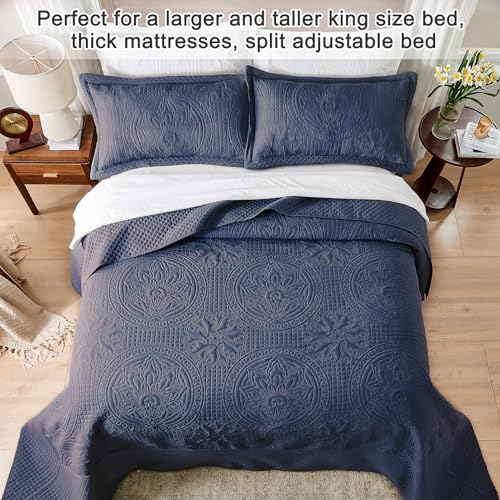 51mrsrih2fl.jpg Qucover Alaska King Bedspread 132x120, 3 Piece Soft Microfiber Lightweight Oversized Quilts Set | Qucover Vintage Pe