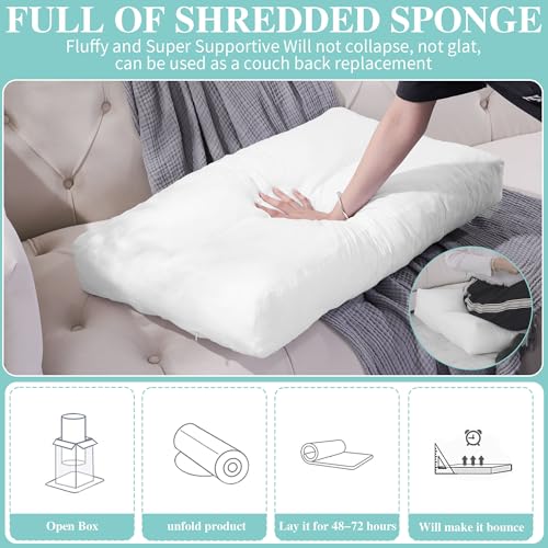 51myumbybal.jpg HOMBYS Shredded Foam Couch Back Cushions Replacement for Removable Sofa Back, White | HOMBYS Removable Sofa Back Wai