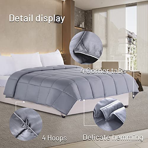 51mrkuq6uul.jpg NEXHOME PRO Lightweight Bamboo Viscose Comforter for Hot Sleepers, Light Grey Queen Lightweight Organic Blanket, 8 Corne