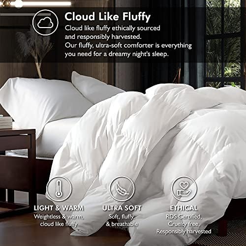 51nsgpaepl 1.jpg Luxurious Queen Size Goose Down Fiber Waterfowl Feather Fiber Comforter Duvet for Restful Sleep, 100% Egyptian Cotton Co