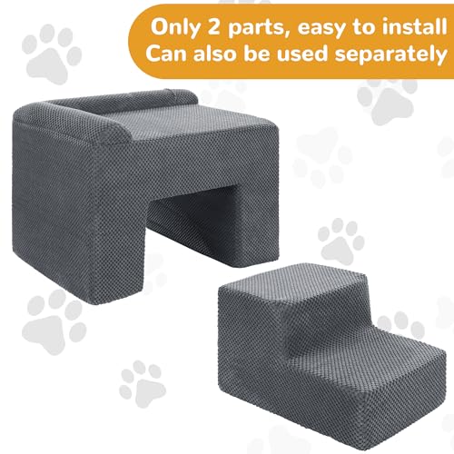 51oa3rnu4dl.jpg HOMBYS Orthopaedic Dog Bed with Stairs, Soft & Supportive for Joint Protection, Dark Grey HOMBYS Foam Dog Window Perch,