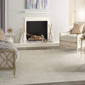 Nourison Essentials Ivory Beige 9' x 12' Area Rug for Easy Cleaning and Non Shedding in Bed Room, Living Room, and Dinin