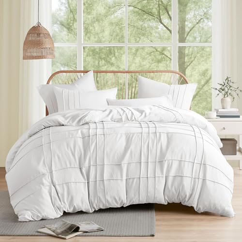 51ondrc9sgl 1.jpg Comfort Spaces White Queen Size Duvet Cover Set - All Season Lightweight, Extra Softness Pre-Washed Microfiber Queen Bed
