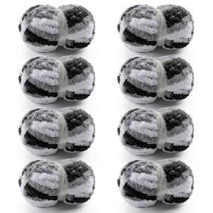 Chunky Chenille Yarn for Crocheting - Fluffy Yarn for Hand Knitting (Black-White-Gray) Super Bulky Yarn for Hand Knitt
