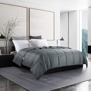 HOMBYS Lightweight Bamboo Rayon Comforter, King Size, Grey, Soft Summer Cooling Duvet