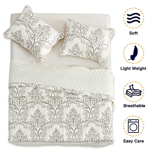51pw mt4js.jpg CHIXIN Oversized King/Cal King Bedspread - Lightweight & Beautiful Stitching - Luxury Damask Paisley Pattern - 128x120 I