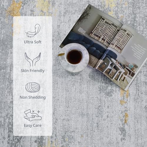 51pxvbd2tsl.jpg HOMBYS Modern Area Rug for Living Room and Bedroom (Grey, 9x12 ft) HOMBYS Large Boho Floor Carpet for Indoor Spaces (Gre