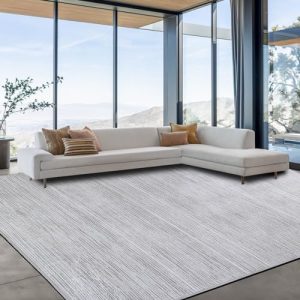 HOMBYS Modern Ombre Area Rug for Living Room & Bedroom, Tonal Chic Large Floor Carpet, Grey, Machine Washable HOMBYS 9x1