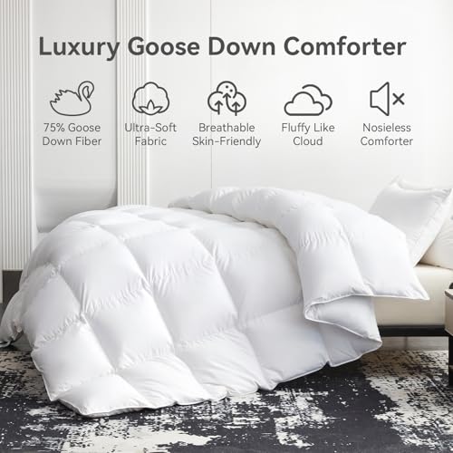 51rh3krsg9l 1.jpg L LOVSOUL 75% Goose Down Fiber Fluffy Ultra Soft King Size Comforter for All Season Use | L LOVSOUL 850+ Fill Power
