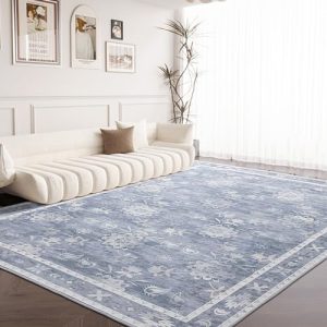 HOMBYS 9x12 ft Boho Area Rug for Living Room and Bedroom | Large Floral Floor Carpet with Non-Slip Backing for Indoo