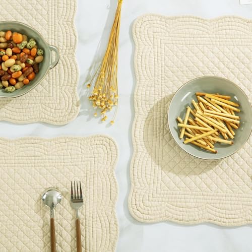 51rjfq2tkll.jpg HOMBYS Quilted Placemats Set of 8 for Kitchen Table Washable Rectangular Cotton Placemats (Flax) OEKO-TEX STANDARD 100