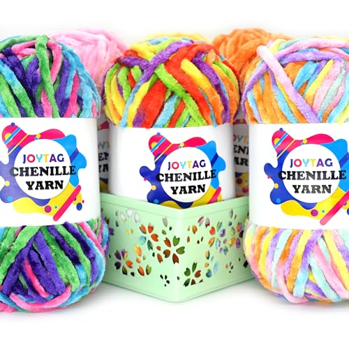 51ro7krs6 l.jpg Bright Rainbow Velvet Chenille Yarn for Crocheting and Knitting 100g