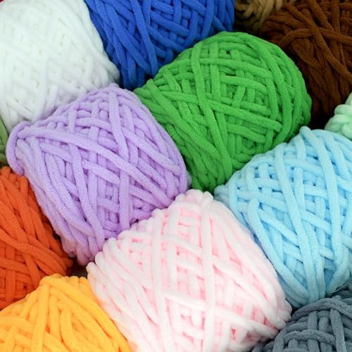 51rsmwoyczl 1.jpg Golden Yellow Chunky Chenille Yarn for Crocheting and Knitting Beginners | Thick Soft Chunky Chenille Yarn for Baby