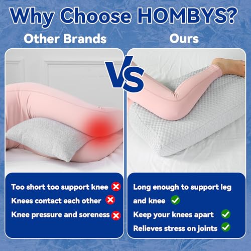 51rv0tmk3l 3.jpg Cooling Knee Pillow for Side Sleeper | Extra Long Leg Pillow for Side Sleeping | Shredded Memory Foam Side Sleeper