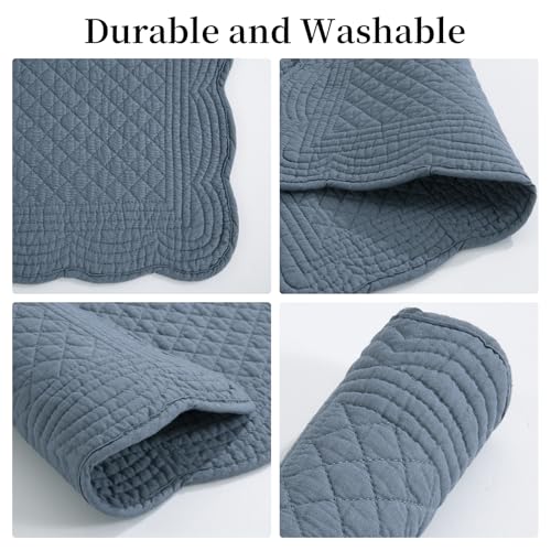 51sd4gczi4l.jpg HOMBYS Quilted Placemats Set of 6 Blue OEKO-TEX STANDARD 100 13x18 Inches Rectangular Kitchen Table Mat 100% Cotton Wash