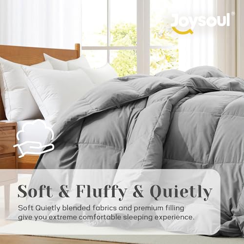 51skp1rslol.jpg Joysoul King Size Down Comforter - All Season Ultra Soft Goose Down & Feather Fiber Fill, Luxury Hotel Dark Gray Duvet I