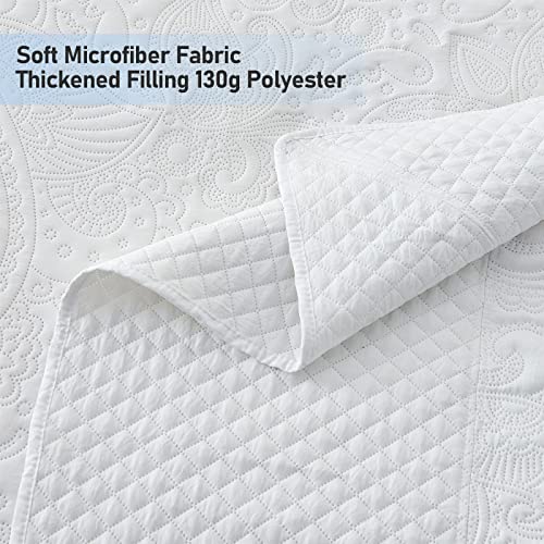 51sghpymuhl.jpg Qucover White Oversized King Bedspread Soft Microfiber Lightweight California King Quilt for Warm Nights | Qucover W