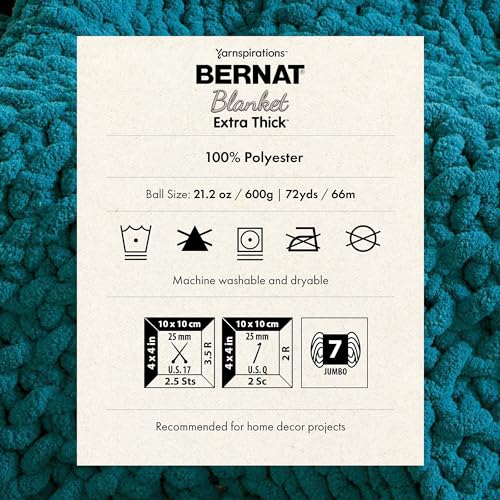 51sznndrqwl 2.jpg Bernat Blanket Extra Thick Fog Blue Yarn for Knitting and Crocheting - Chunky Chenille Yarn - 100% Polyester - 1 Pack of