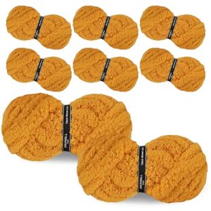 8 Packs Jumbo Chenille Yarn for Knitting - Yellow