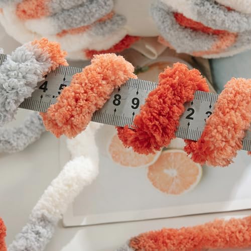 51tumkjqwl 1.jpg Maboozoo Tie Dye Chunky Yarn for Crocheting & Hand Knitting | Giant Thick Fuzzy Yarn Orange & Grey 8 Pack | Chunky