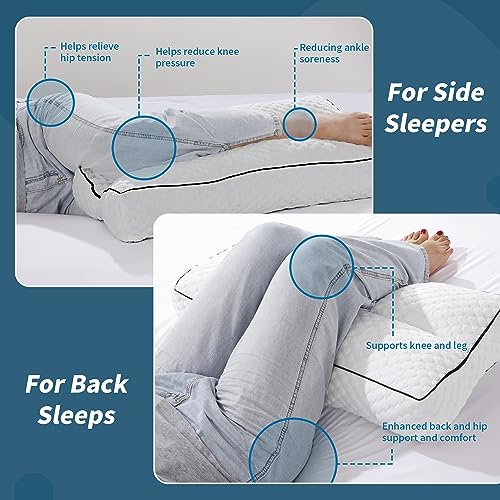 51toleavvcl 3.jpg HOMBYS Supportive Memory Foam Knee Pillow for Side Sleepers - 6.5" Height - For Spine Alignment & Pressure Relief during