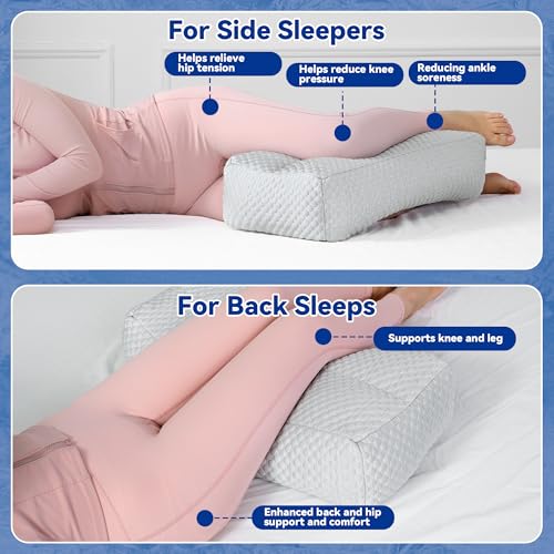 51ubuarj9hl 3.jpg Cooling Knee Pillow for Side Sleeper | Extra Long Leg Pillow for Side Sleeping | Shredded Memory Foam Side Sleeper