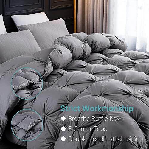 51ue0whhbl 3.jpg Premium All-Seasons Three Geese Pinch Pleat Waterfowl Feathers and Down Comforter, King Size, 750+ Fill Power | 1200
