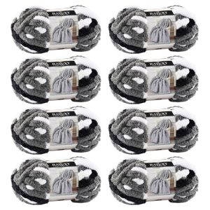Jumbo Panda Chunky Chenille Yarn 8 Pack for Knitting and Crocheting
