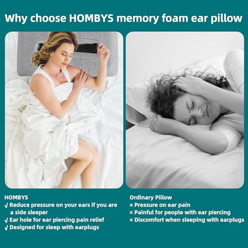 51ul9nu8pvl.jpg HOMBYS Memory Foam Ear Piercing Pillow for Side Sleepers, Large Hole for Easy Turning