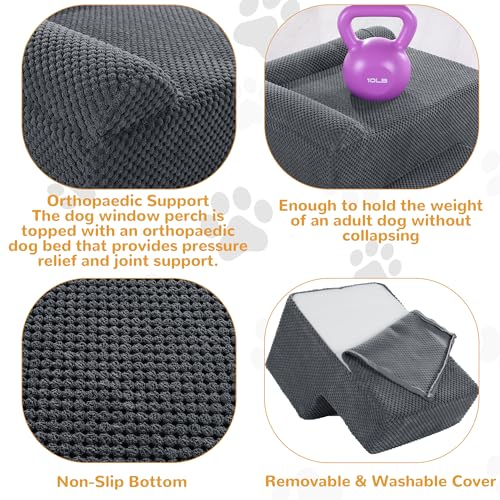 51unrgrjasl.jpg HOMBYS Orthopaedic Dog Bed with Stairs, Soft & Supportive for Joint Protection, Dark Grey HOMBYS Foam Dog Window Perch,