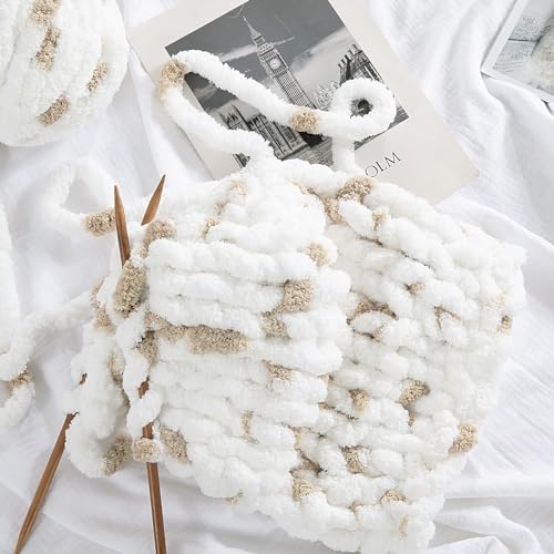 51v7424zxpl 1.jpg Chunky Chenille Yarn for Hand Knitting | Fluffy Plush Thick Yarn for Arm Knitting | Big Soft Speckle Yarn for Croch