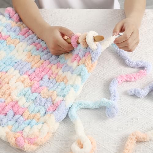 51vkuh5kgtl.jpg Jumbo Chunky Chenille Yarn for Hand Knitting and Crocheting, Marshmallow Color, 8 Pack | Chunky Yarn for Hand Knitti