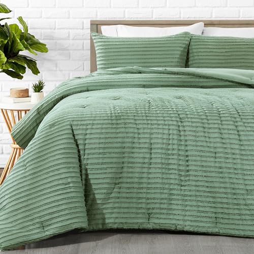 51vvdynjzxl 1.jpg HOMBYS Oversized King Boho Comforter Set for King Bed | HOMBYS Sage Green Tufted Jacquard Geometry Bedding with 2 Pi