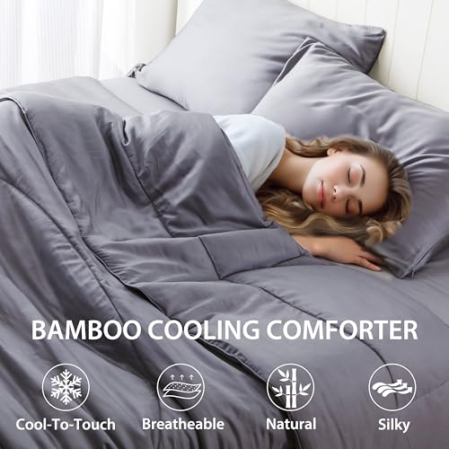 51wgs3 vdl 1.jpg Natural Bamboo Viscose Cooling Comforter for Hot Nights | Silky Breathable Bamboo Viscose Duvet Insert for Summer |