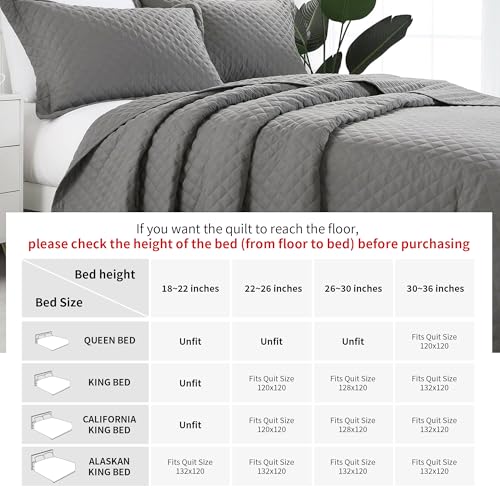 51wl2xxlfll.jpg HOMBYS Oversized King Quilt Set for Summer Sleep (Super King Plus (128x120), Grey) | HOMBYS Reversible Lightweight C
