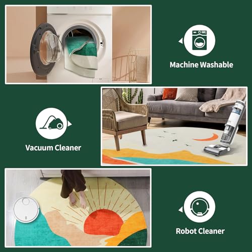 51wp8ygtwhl 3.jpg HOMBYS 7ft Modern Round Area Rug for Living Room | HOMBYS 7ft Large Circle Floor Carpet for Bedroom | HOMBYS Non-Sh