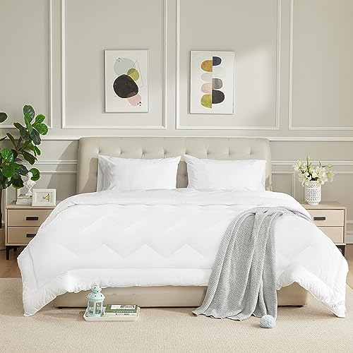 51wsgqygyel 1.jpg Down Alternative Cotton Queen Size Fluffy Comforter White Durable Breathable Lightweight All Season | 100% Cotton Qu