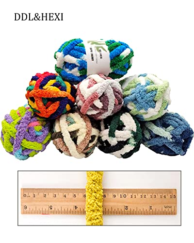 51wzg3ychkl.jpg DDL&HEXI 210 Skeins Super Chenille Chunky Yarn for Blanket Making Jumbo Knitting Yarn Kit (2x8oz 226g per Bag) | DDL