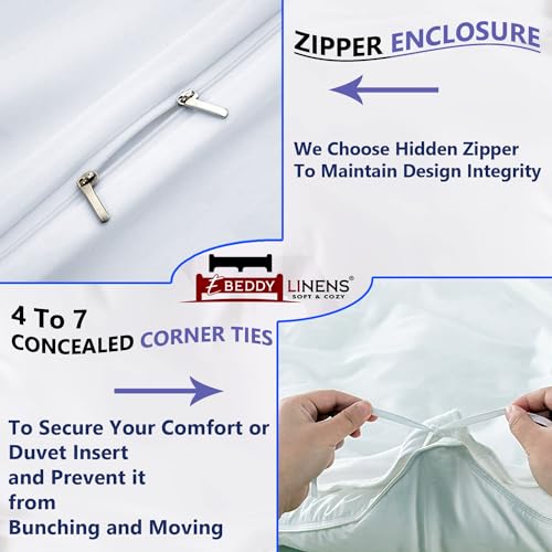 51wzvofzbll 1.jpg Egyptian Cotton Duvet Cover Set for Super King Size Bed with Zipper Closer & Corner Ties, Soft & Cozy Comforter Cover