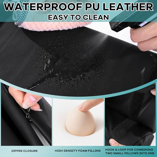 51wnwvck0ml.jpg HOMBYS Massage Bolster Pillow, Adjustable to 2 Half Moon Pillows, Lumber & Neck Support, PU Leather Fabric Waterproof-9i