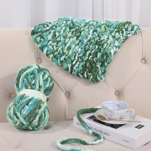 51wrfyqv0l.jpg HOMBYS Super Bulky Plush Big 8 Pack Tie Dye Chunky Chenille Yarn for Arm Knitting | Fluffy Soft Jumbo Crocheting Che