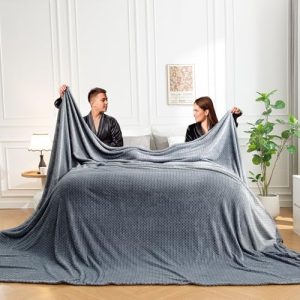 Oversized King Flannel Throw Blanket, Ultra Soft & Warm, Dark Grey