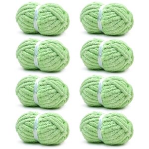 Chunky Chenille Yarn, Fluffy Soft, Perfect for Blankets and Scarves - Green, 8 oz/226.8 g, 27yds/25m, 3/4" Diameter, US