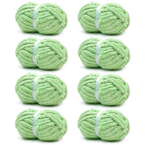 51xs9rrppjl.jpg Chunky Chenille Yarn, Fluffy Soft, Perfect for Blankets and Scarves - Green, 8 oz/226.8 g, 27yds/25m, 3/4" Diameter, US